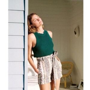 Anthropologie Quinn Textured Teal/green Sleeveless Knit Sweater